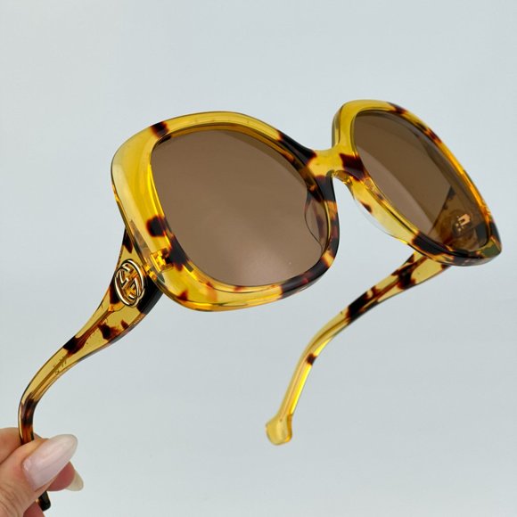 Gucci GG1235S 002 BRAND NEW Sunglasses Havana Brown Butterfly Oversized Women main image 11